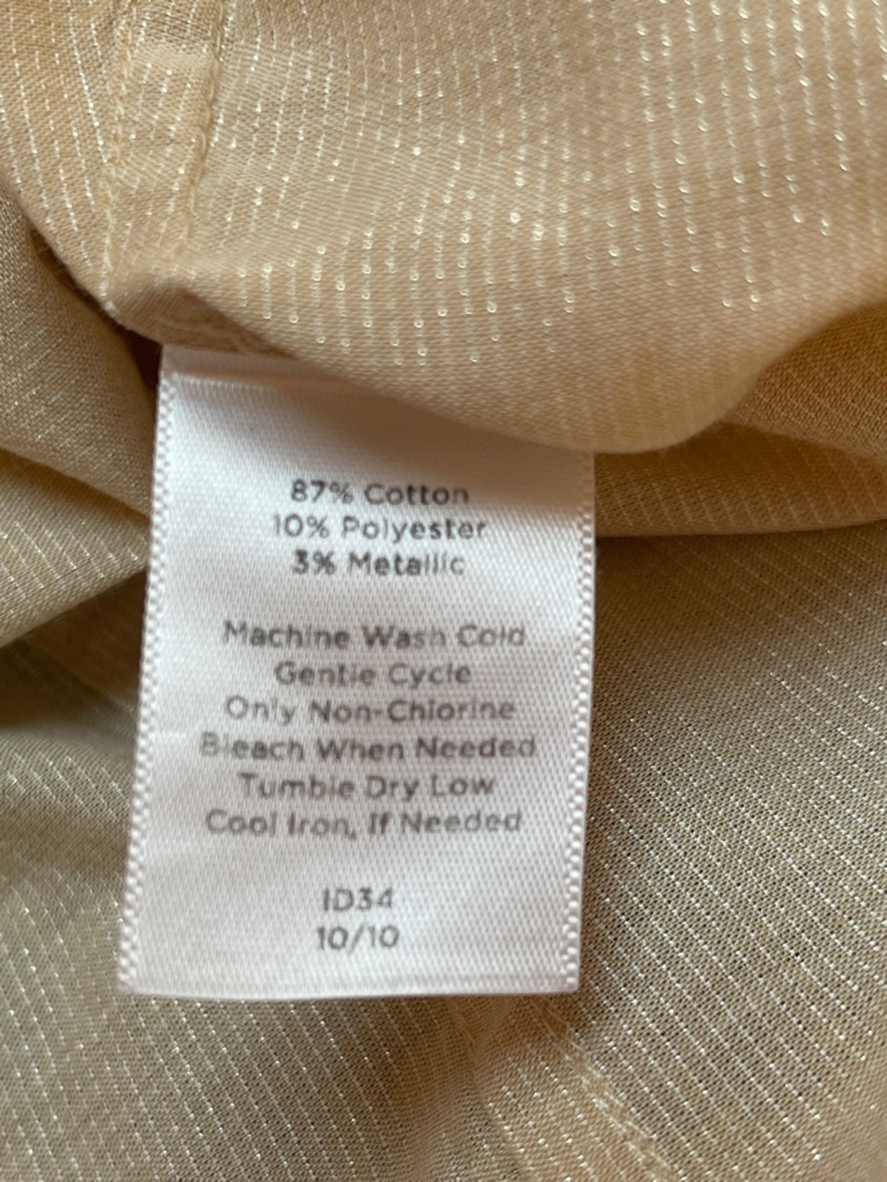 Talbots Cream And Silver Shimmer pinstripe Tunic w/ Adjustable Sleeve - size 12 - Picture 6 of 8